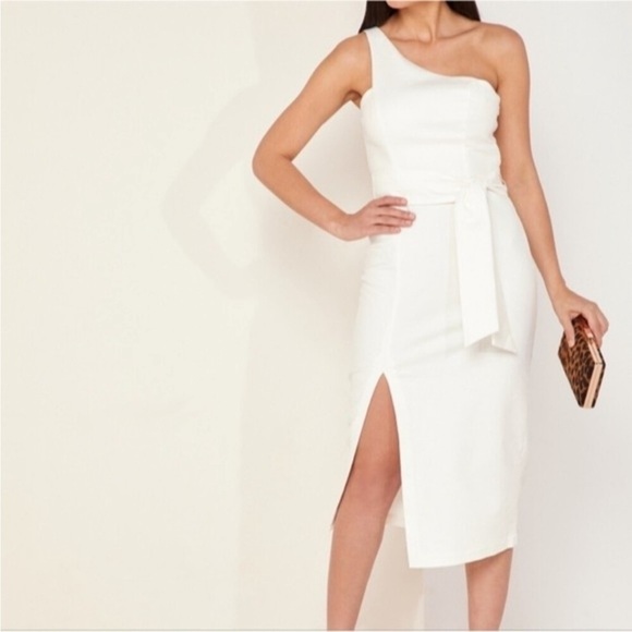 Finders Keepers Francis One-Shoulder Belted Midi Dress Sz 6 — NWT, Side Zip, Eve - Picture 2 of 13